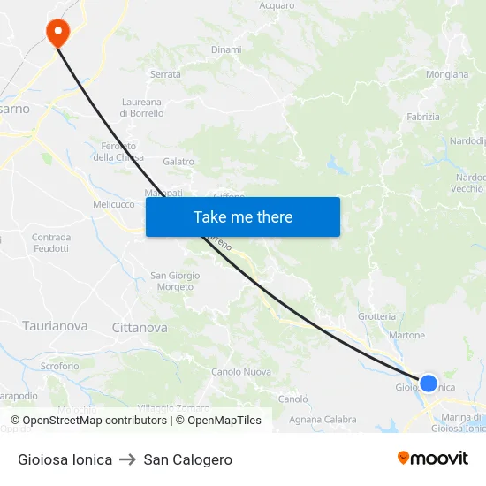 Gioiosa Ionica to San Calogero map