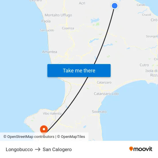 Longobucco to San Calogero map