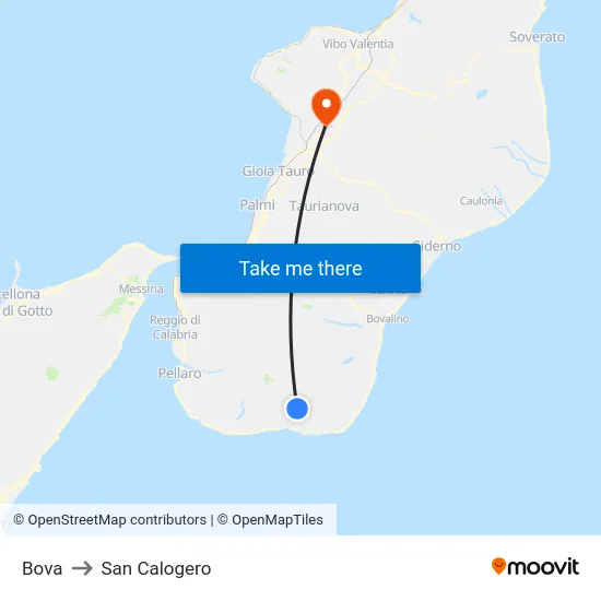 Bova to San Calogero map