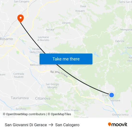 San Giovanni Di Gerace to San Calogero map