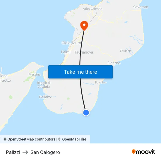 Palizzi to San Calogero map