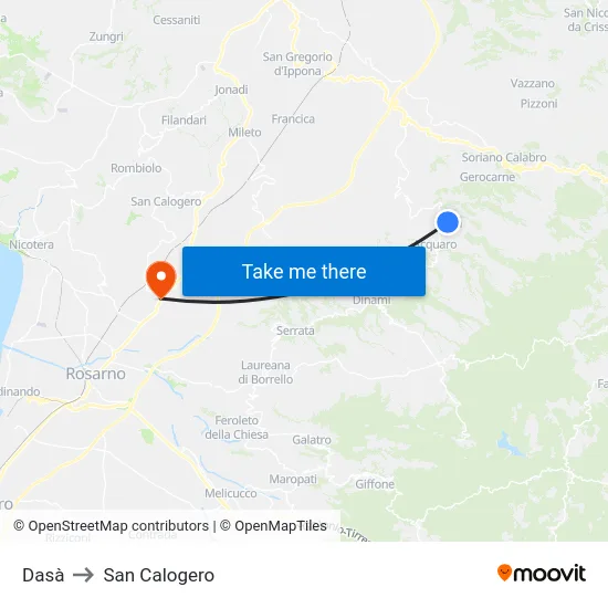 Dasà to San Calogero map