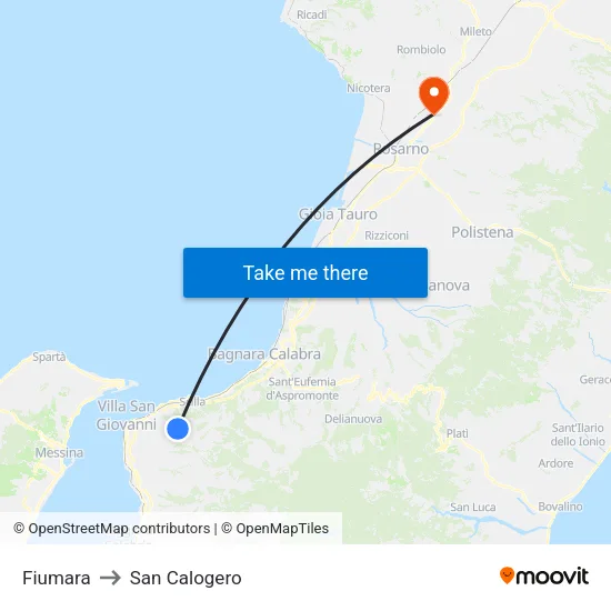 Fiumara to San Calogero map