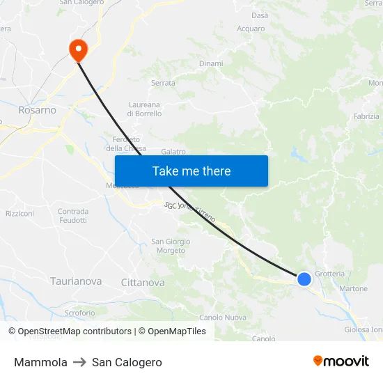 Mammola to San Calogero map