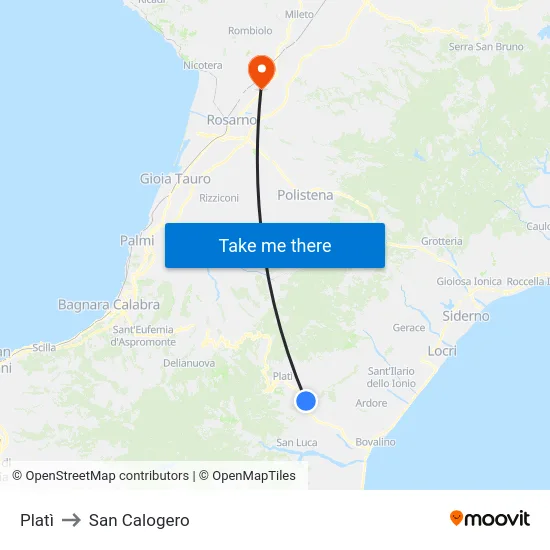 Platì to San Calogero map