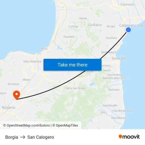 Borgia to San Calogero map