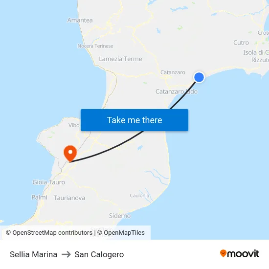Sellia Marina to San Calogero map