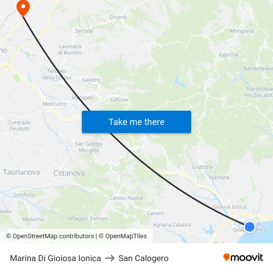 Marina Di Gioiosa Ionica to San Calogero map