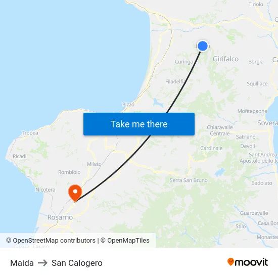 Maida to San Calogero map