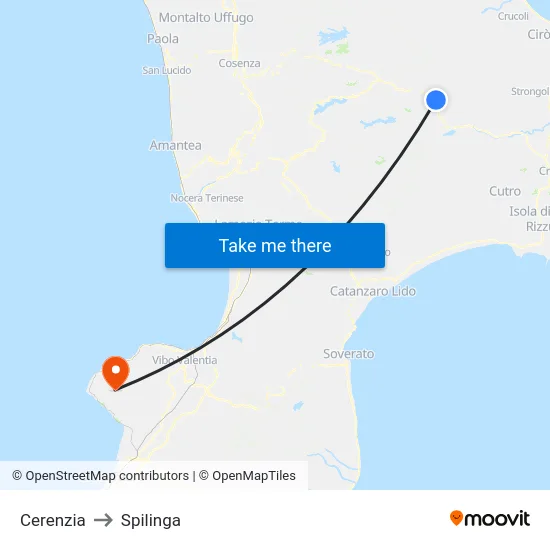 Cerenzia to Spilinga map