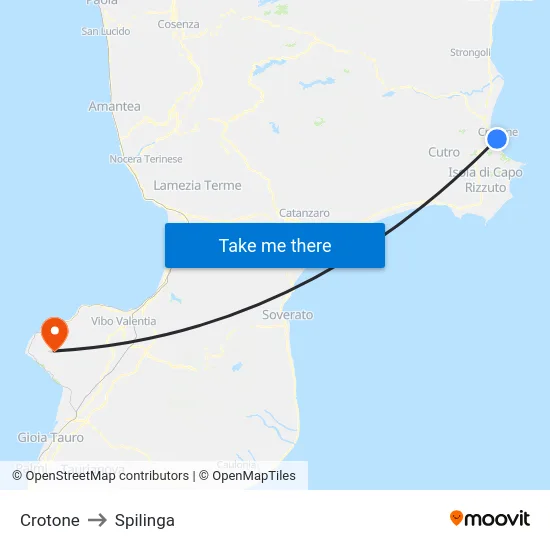 Crotone to Spilinga map