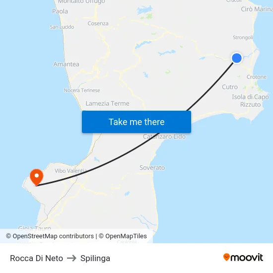 Rocca Di Neto to Spilinga map