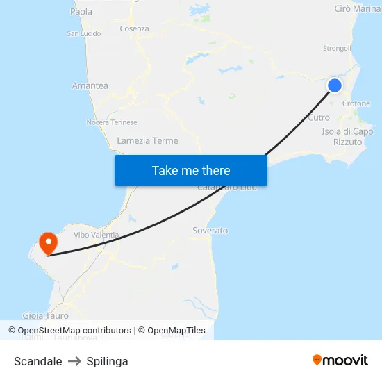 Scandale to Spilinga map