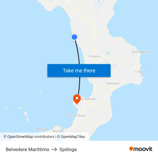 Belvedere Marittimo to Spilinga map