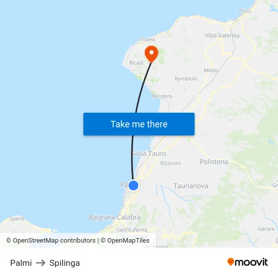 Palmi to Spilinga map