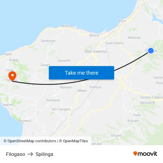 Filogaso to Spilinga map
