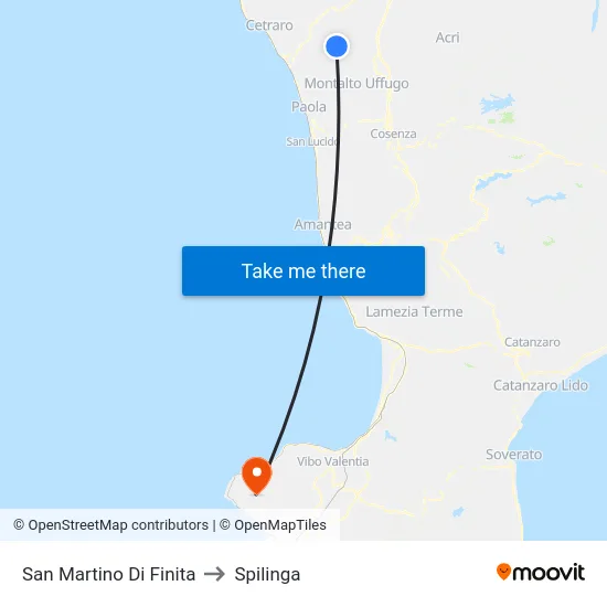 San Martino Di Finita to Spilinga map