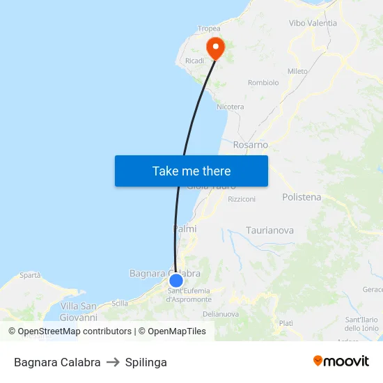 Bagnara Calabra to Spilinga map