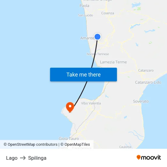 Lago to Spilinga map
