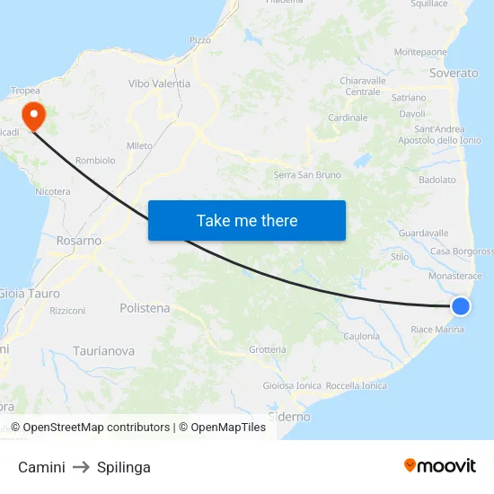 Camini to Spilinga map
