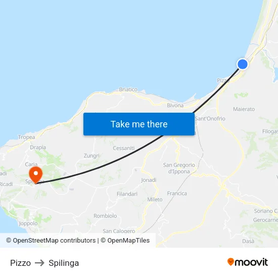 Pizzo to Spilinga map