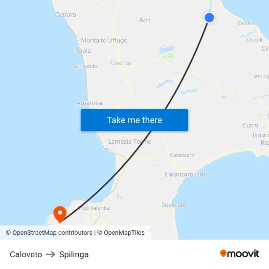 Caloveto to Spilinga map