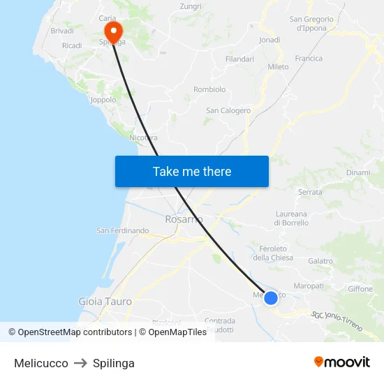 Melicucco to Spilinga map