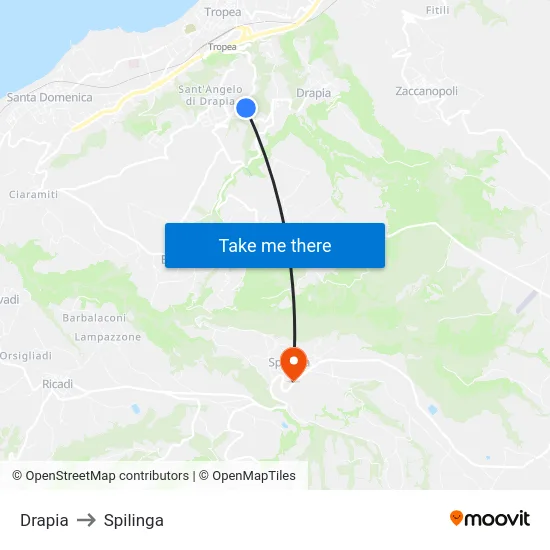 Drapia to Spilinga map