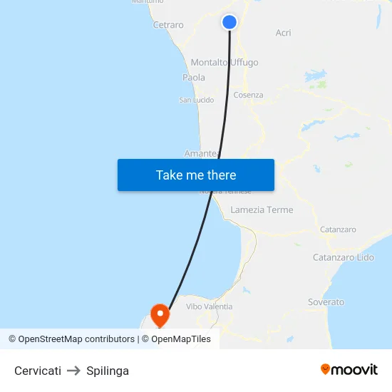Cervicati to Spilinga map