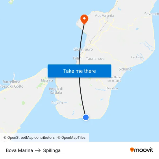 Bova Marina to Spilinga map