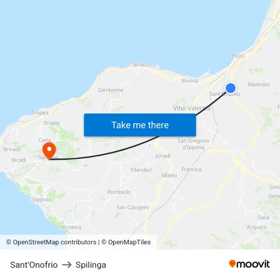 Sant'Onofrio to Spilinga map