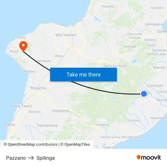Pazzano to Spilinga map