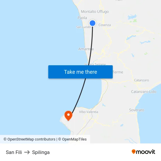 San Fili to Spilinga map