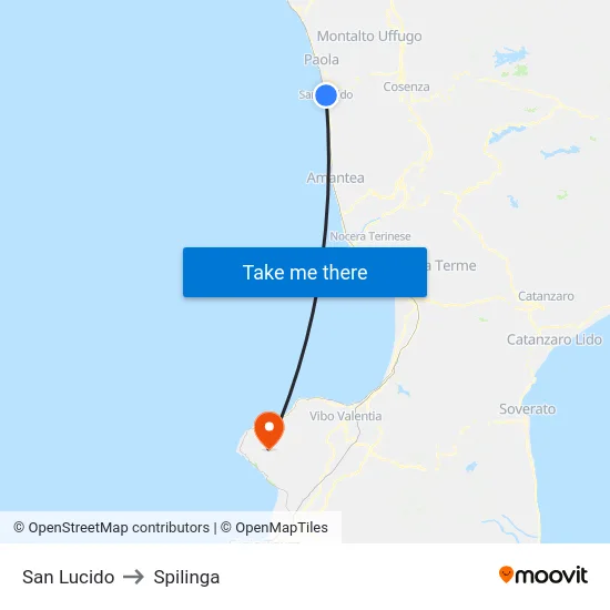 San Lucido to Spilinga map