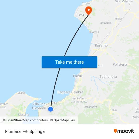 Fiumara to Spilinga map