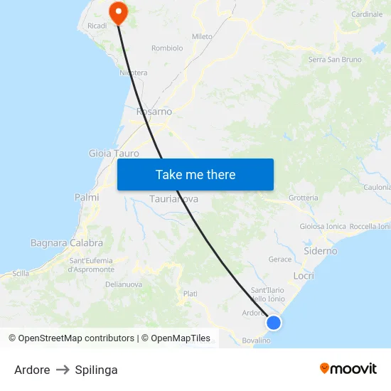 Ardore to Spilinga map