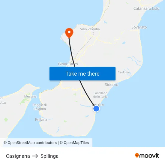 Casignana to Spilinga map