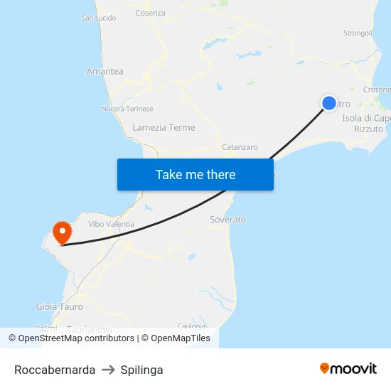 Roccabernarda to Spilinga map