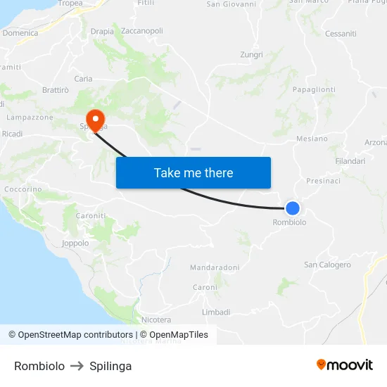 Rombiolo to Spilinga map