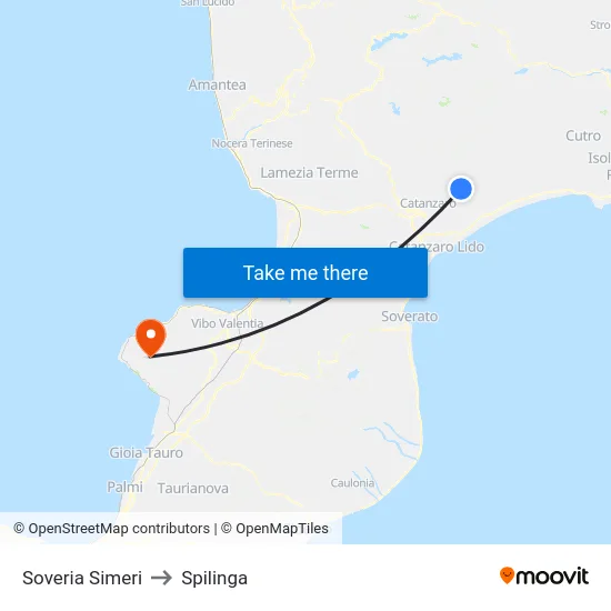 Soveria Simeri to Spilinga map