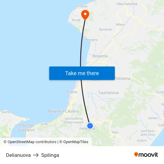 Delianuova to Spilinga map