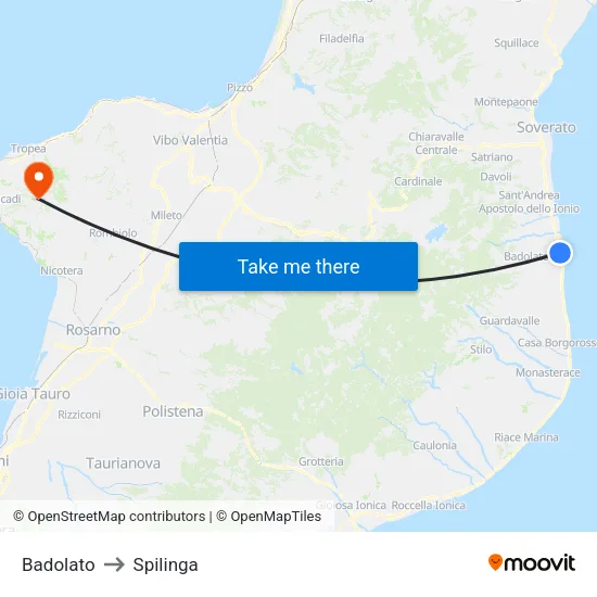 Badolato to Spilinga map