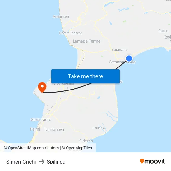 Simeri Crichi to Spilinga map
