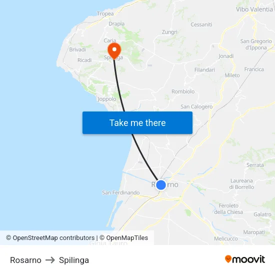 Rosarno to Spilinga map
