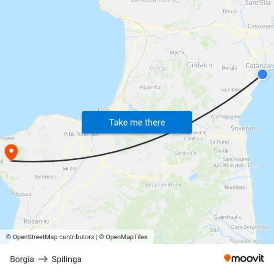 Borgia to Spilinga map