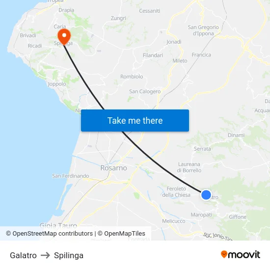 Galatro to Spilinga map