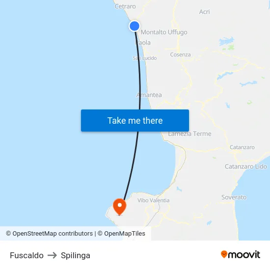 Fuscaldo to Spilinga map