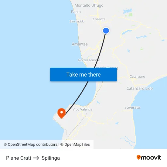Piane Crati to Spilinga map