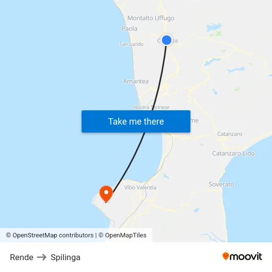 Rende to Spilinga map