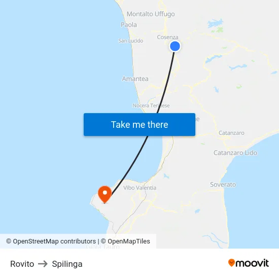 Rovito to Spilinga map